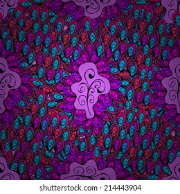 Vector seamless texture with doodles. Endless background. Ethnic seamless pattern. Vector backdrop. Bright pattern. Summer template. Use for wallpaper,pattern fills, web page background 