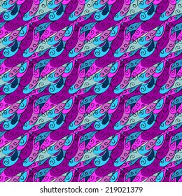 Vector seamless texture with doodles. Endless background. Ethnic seamless pattern. Vector backdrop. Bright pattern. Summer template. Use for wallpaper,pattern fills, web page background 