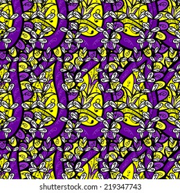 Vector seamless texture with doodles. Endless background. Ethnic seamless pattern. Vector backdrop. Bright pattern. Summer template. Use for wallpaper,pattern fills, web page background 
