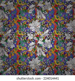 Vector seamless texture with doodles. Endless background. Ethnic seamless pattern. Vector backdrop. Bright pattern. Summer template. Use for wallpaper,pattern fills, web page background 
