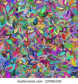 Vector seamless texture with doodles. Endless background. Ethnic seamless pattern. Vector backdrop. Bright pattern. Summer template. Use for wallpaper,pattern fills, web page background 