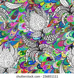 Vector seamless texture with doodles. Endless background. Ethnic seamless pattern. Vector backdrop. Bright pattern. Summer template. Use for wallpaper,pattern fills, web page background