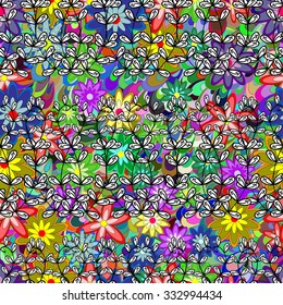 Vector seamless texture with doodles. Endless background. Ethnic seamless pattern. Vector backdrop. Bright pattern. Summer template. Use for wallpaper,pattern fills, web page background