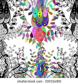 Vector seamless texture with doodles. Endless background. Ethnic seamless pattern. Vector backdrop. Bright pattern. Summer template. Use for wallpaper,pattern fills, web page background