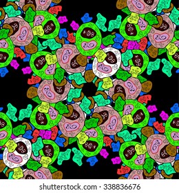 Vector seamless texture with doodles. Endless background. Ethnic seamless pattern. Vector backdrop. Bright pattern. Summer template. Use for wallpaper,pattern fills, web page background