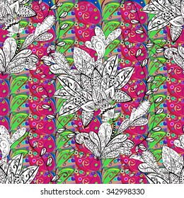 Vector seamless texture with doodles. Endless background. Ethnic seamless pattern. Vector backdrop. Bright pattern. Summer template. Use for wallpaper,pattern fills, web page background