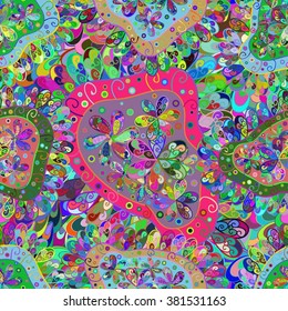 Vector seamless texture with doodles. Endless background. Ethnic seamless pattern. Vector backdrop. Bright pattern. Summer template. Use for wallpaper,pattern fills, web page background