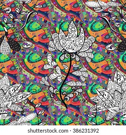Vector seamless texture with doodles. Endless background. Ethnic seamless pattern. Vector backdrop. Bright pattern. Summer template. Use for wallpaper,pattern fills, web page background