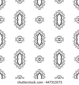 Vector Seamless Texture. Element for Design. Ornamental Backdrop. Pattern Fill. Ornate Floral Decor for Wallpaper. Traditional Decor on White Background
