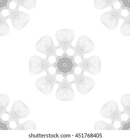 Vector Seamless Texture. Element for Design. Ornamental Backdrop. Pattern Fill. Ornate Floral Decor for Wallpaper. Traditional Decor on White Background