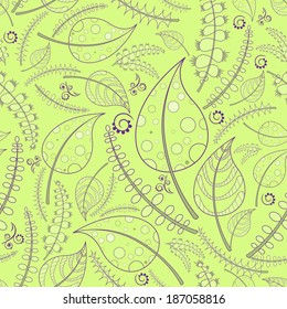 Vector seamless texture. Endless background with leaves. Abstract vector background for use in design. Use for wallpaper, fabrics, packaging, textile