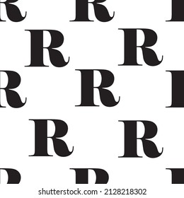 vector seamless texture with english letter r on white isolated background