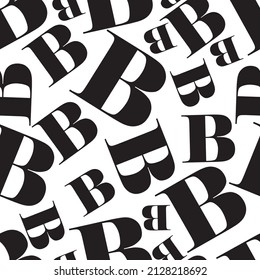 textura sin fisuras vectoriales con letra b inglesa sobre fondo aislado blanco