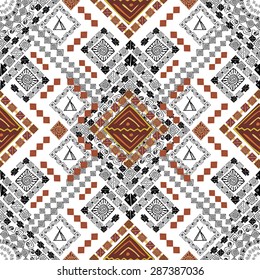 Vector seamless texture. Ethnic tribal geometric pattern. Boho style. Aztec ornamental design. Ethnic native american indian ornaments