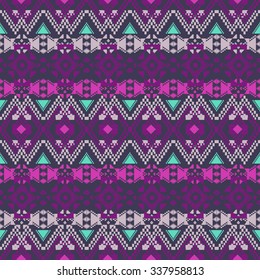 Vector seamless texture. Ethnic tribal geometric pattern. Aztec boho ornamental style. Ethno native american indian ornaments