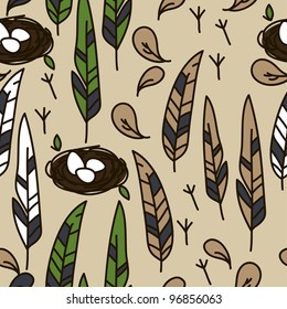 vector seamless texture with feathers