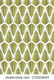 textura vectorial transparente con hojas de helecho sobre fondo blanco