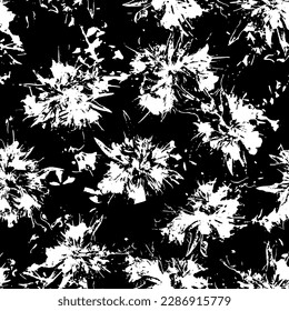 vector seamless texture with flower pattern on black background