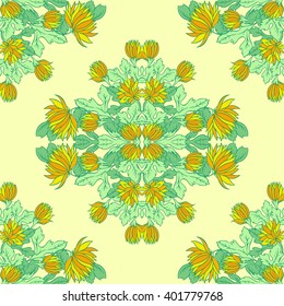 Vector Seamless texture with flowers. Decorative seamless pattern