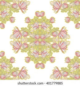 Vector Seamless texture with flowers. Decorative seamless pattern