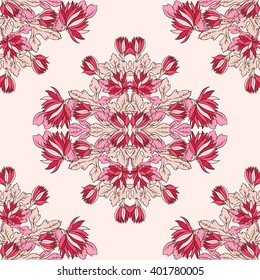 Vector Seamless texture with flowers. Decorative seamless pattern