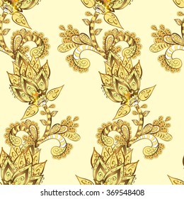 vector seamless texture with flowers on yellow background