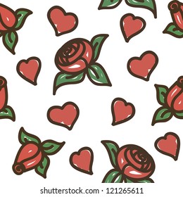 Vector seamless texture with flowers in retro style