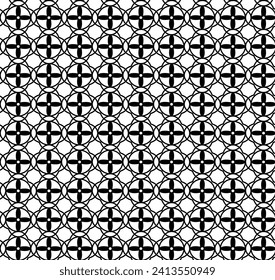Vektornahtlose Textur in Form eines Gitters aus schwarz abstrakten Mustern auf weißem Hintergrund