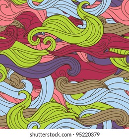vector seamless texture in funky style with colorful waves
