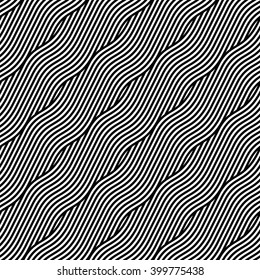 Vector seamless texture. Geometric abstract background. Monochrome repeating pattern of intertwining strands.