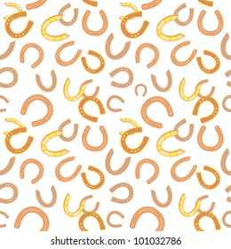 Vector seamless texture with a lot of gold horseshoes