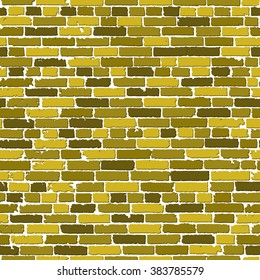 Vector seamless texture of gold realistic old brick wall with shadows. Vector illustration