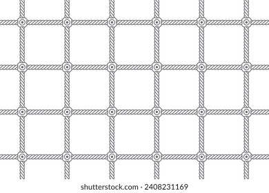Vector seamless texture. Intertwined rope connected together. Children's climbing frames. Isolated on white background