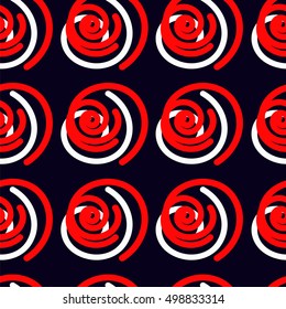 Vector seamless texture with Japanese rolls on dark blue background. Advertising of Japanese restaurant