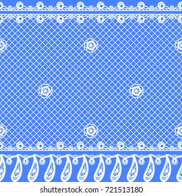 Vector seamless texture with lace design and borders. Colored floral pattern with decorative elements, flowers and leaves. Lacy vintage ornament