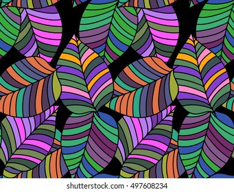 Vector seamless texture with leaves. Endless background. Colorful seamless pattern. Vector backdrop. Bright pattern. Summer template. Use for wallpaper, pattern fills, web page background
