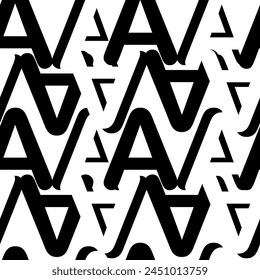 Nahtlose Textur der Vektorgrafik aus dem Buchstaben A auf weißem Hintergrund. Nahtloses Schriftmuster auf weißem isoliertem Hintergrund.