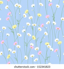 Textura vectorial sin fisuras con pequeñas flores de gamomile tierno