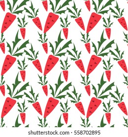 Vector seamless texture with lots of carrots. Geometric abstract background.