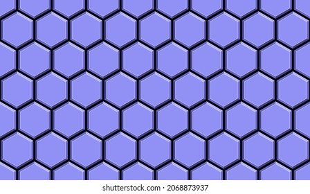 A vector, seamless, texture made up of voluminous hexagons.