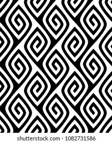 Vector seamless texture. Modern abstract background. Repeating monochrome pattern with figures of curved lines.