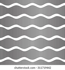 Vector seamless texture. Modern abstract background. Waves of strips of different thickness.