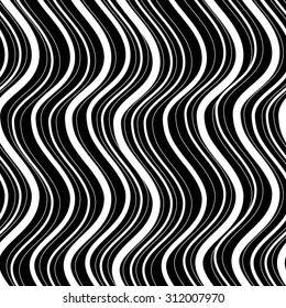 Vector seamless texture. Modern abstract background. Geometric pattern of contrasting wavy lines.