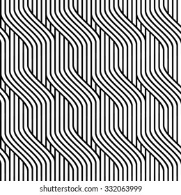 Vector seamless texture. Modern abstract background. Geometric pattern of curved strips.