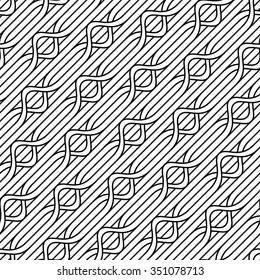 Vector seamless texture. Modern abstract background. The geometric pattern of stripes. Monochrome spit located diagonally.