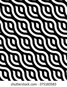 Vector seamless texture. Modern abstract background. Monochrome geometrical pattern of wavy lines.
