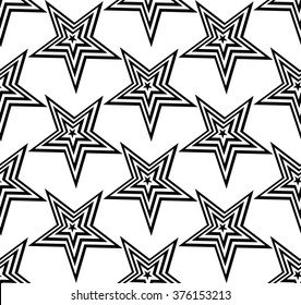 Vector seamless texture. Modern abstract background. Repeated monochrome pattern with stars.