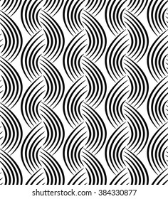 Vector seamless texture. Modern abstract background. Monochrome pattern of lines woven into a braid.