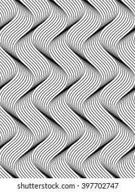 Vector seamless texture. Modern abstract background. Geometric pattern of contrasting wavy lines.