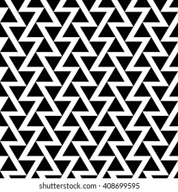 Vector seamless texture. Modern abstract background. Monochrome geometrical pattern with triangles.